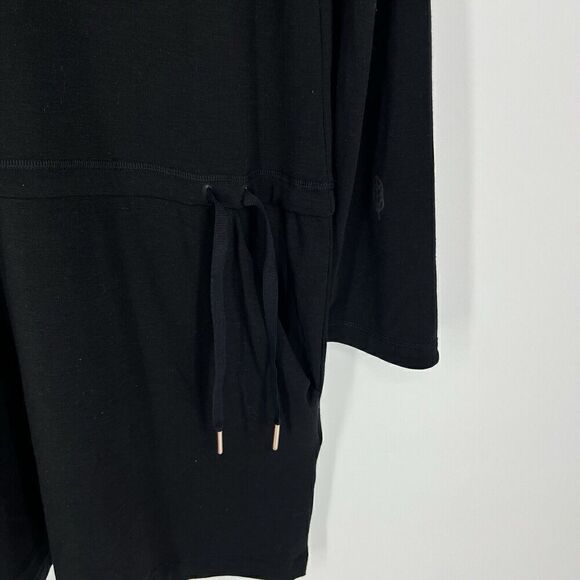 Indygena Dress Size Medium Black Drawstring Tie Waist Casual Pockets V Neck - Picture 5 of 9